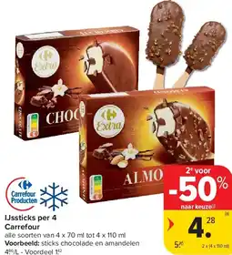Carrefour IJssticks per 4 Carrefour aanbieding
