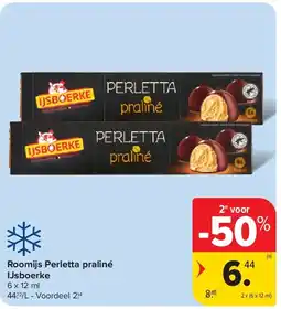 Carrefour Roomijs Perletta praliné IJsboerke aanbieding