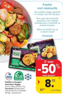 Carrefour Falafel en burgers Carrefour Veggie aanbieding