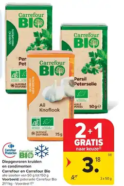 Carrefour Diepgevroren kruiden en condimenten Carrefour en Carrefour Bio aanbieding
