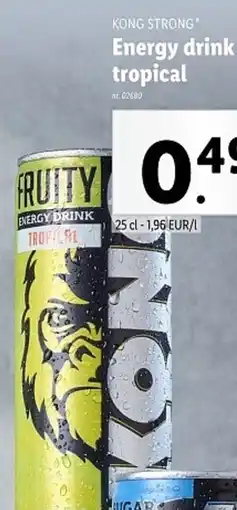 Lidl Kong strong energy drink tropical aanbieding