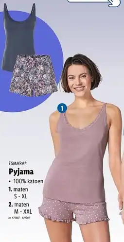 Lidl Esmara pyjama maten s-xl aanbieding