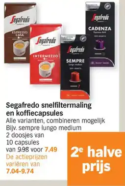 Albert Heijn Segafredo snelfiltermaling en koffiecapsules aanbieding