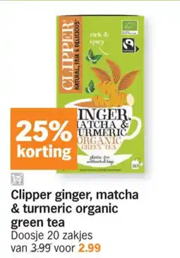 Albert Heijn Clipper ginger matcha & turmeric organic green tea aanbieding