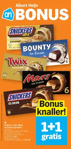 Albert Heijn Snickers Twix Mars en Bounty ijsrepen aanbieding