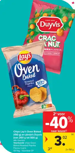 Carrefour Chips Lay's Oven Baked en pinda's Duyvis aanbieding