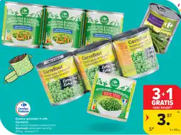 Carrefour Groene groenten in blik Carrefour aanbieding