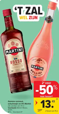 Carrefour Gamma vermout schuimwijn en 0% Martini aanbieding