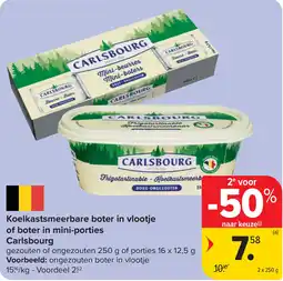 Carrefour Koelkastsmeerbare boter in vlootje of boter in mini-porties Carlsbourg aanbieding