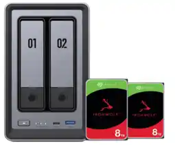 Coolblue UGREEN NASync DXP2800, Seagate Ironwolf 8 To Lot de 2 aanbieding