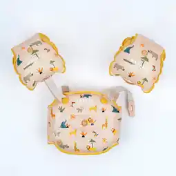 Decathlon Meegroeiende zwemhulp voor kinderen Tiswim beige met savanneprint aanbieding