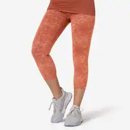 Decathlon 7/8-fitnesslegging overwegend katoen corrigerend terracotta aanbieding