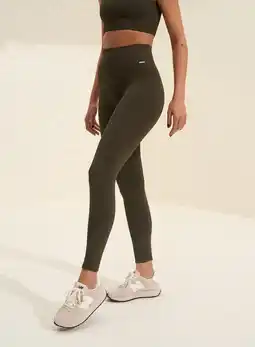 Decathlon Dames Yoga Legging Geribbelde Naadloos Khaki aanbieding