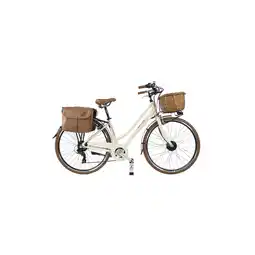 Decathlon Elektrische stadsfiets Dolce Vita Dame met fietstassen en mand - Crème aanbieding