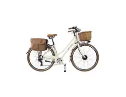 Decathlon Elektrische stadsfiets Dolce Vita Dame met fietstassen en mand - Crème aanbieding