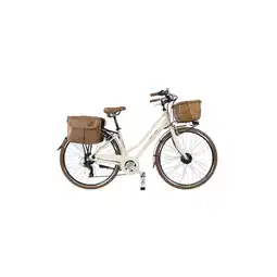 Decathlon Elektrische stadsfiets Dolce Vita Dame met fietstassen en mand - Crème aanbieding