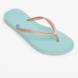 Decathlon Damesteenslippers 500 Gold goud/ijsblauw aanbieding