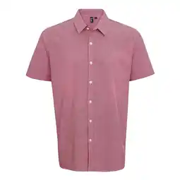 Decathlon Heren Micro Gingham geruit katoenen overhemd met korte mouwen (Rood/Wit) aanbieding