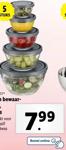 Lidl Glazen bewaar- dozen, 5 stuks aanbieding