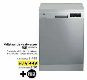 Molecule Vrijstaande vaatwasser beko dfn28430x aanbieding