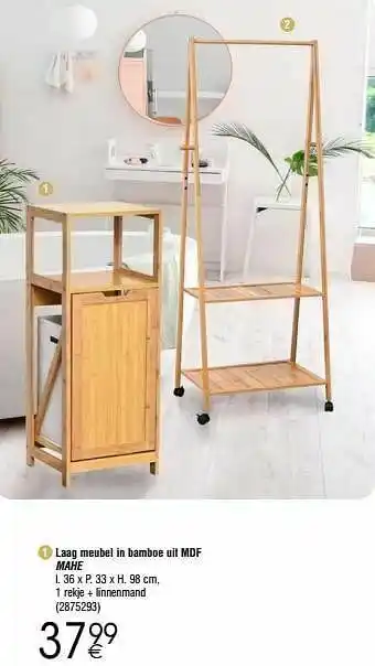 Laag meubel in bamboe uit mdf mahe