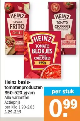 Albert Heijn Heinz basistomatenproducten 350-520 gram aanbieding