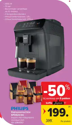 Carrefour Philips Espressomachine EP0820/00 aanbieding