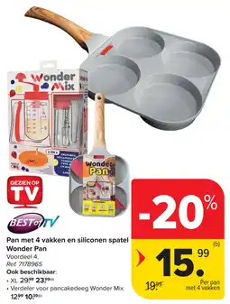 Carrefour Pan met 4 vakken en siliconen spatel Wonder Pan aanbieding