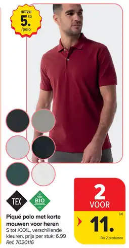 Carrefour Piqué polo met korte mouwen voor heren aanbieding