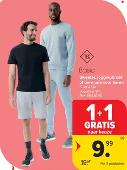 Carrefour Basic Sweater, joggingbroek of bermuda voor heren aanbieding