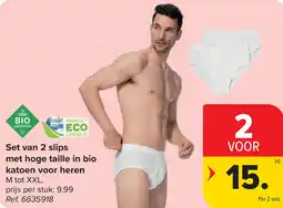 Carrefour Set van 2 slips met hoge taille in bio katoen voor heren aanbieding