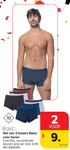 Carrefour Basic Set van 3 boxers Basic voor heren aanbieding