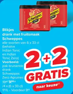 Carrefour Blikjes drank met fruitsmaak Schweppes aanbieding