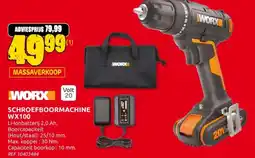 Brico Worx Schroefboormachine WX100 aanbieding