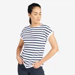 Decathlon Gestreept T-shirt voor zeilen dames Sailing 100 wit blauw aanbieding