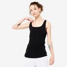 Decathlon Fitnesstop voor dames slim fit ronde hals diepzwart aanbieding