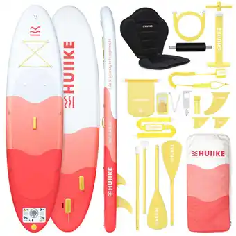 Decathlon Opblaasbaar Supboard met Premium Accessoire HUIIKE, Rood, Hoge Stabiliteit aanbieding