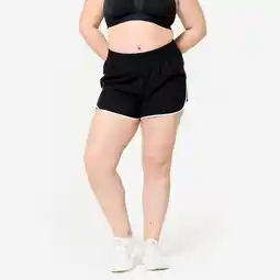 Decathlon Lichte en korte fitness short zwart met witte biesjes aanbieding