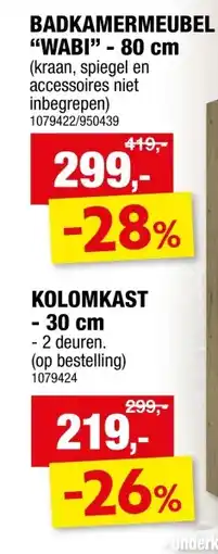 Hubo Wabi badkamermeubel 80cm 2 lades eik-zwart aanbieding
