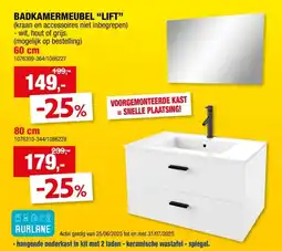 Hubo Aurlane Lift badkamermeubel set 60cm met wastafel en spiegel hout aanbieding