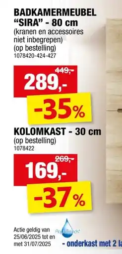 Hubo Aquatrends Sira/Palm wastafel 80cm wit aanbieding