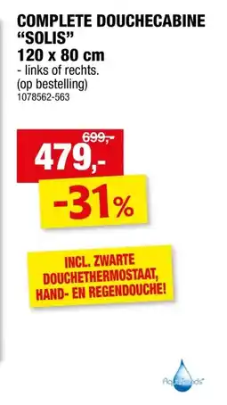 Hubo Aquatrends Solis douchecabine 120x80x212 cm links zwart aanbieding
