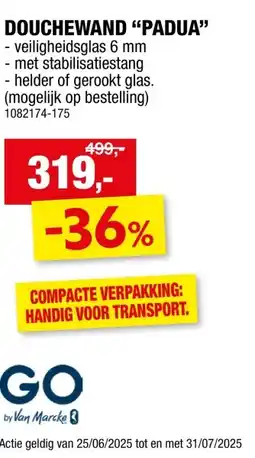 Hubo Van Marcke go Padua douchewand helder 3 panelen aanbieding