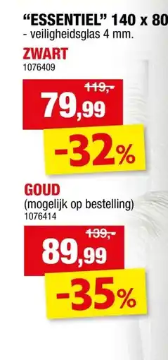 Hubo Aurlane Essentiel badwand 140x80 cm zwart aanbieding