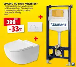 Hubo Duravit Architec ophang WC-pack met duwplaat aanbieding