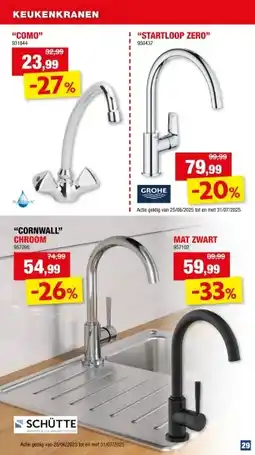 Hubo Schutte Cornwall keukenkraan eengreeps met ronde uitloop mat zwart aanbieding