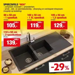 Hubo Noa spoelbak 110x50 cm zwart aanbieding