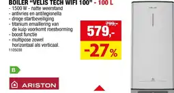 Hubo Ariston Velis Tech boiler wifi 100l 3000W aanbieding