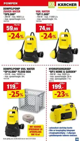 Hubo Karcher BP3 hydrofoorpomp 800W aanbieding