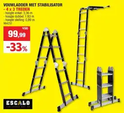 Hubo Escalo vouwladder met stabilisator 4x3 sporten aanbieding